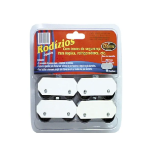 RODINHAS DE METAL RETANGULAR PARA FOGÃO/GELADEIRA BRANCO COM 4 PEÇAS