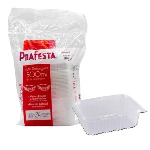 POTE RETANGULAR COM TAMPA 500 ML – C/ 24 UNIDADES