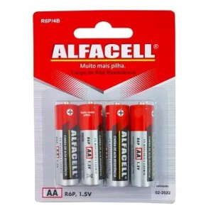 PILHA AA PEQUENA 1,5V – CARTELA COM 4 UNIDADES