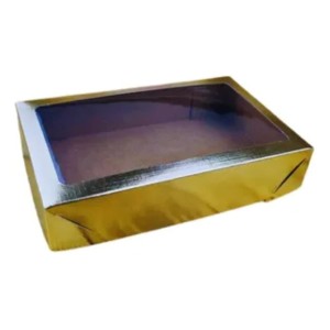 CAIXINHA LAMINADA OURO C/ VISOR PARA 20 DOCES - UNIDADE