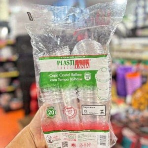 COPO CRYSTAL 300 ML COM TAMPA BOLHA C/ 20 UNIDADE - PLASTILÂNIA