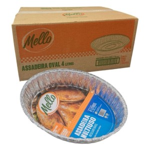 CAIXA ASSADEIRA DE ALUMINIO OVAL 4 LITROS C/20 UNIDADES