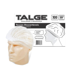 TOUCA DESCARTÁVEL TALGE BRANCA PCT 100 UNIDADES TAMANHO PADRÃO