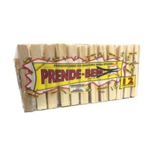 PRENDEDOR PARA ROUPA DE MADEIRA COM 12 UNIDADES